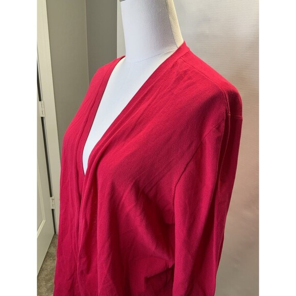 Chico’s Women’s 4 US 2XL Dark Pink Knit Cardigan Drawstring Ruched Wrist - Picture 3 of 11
